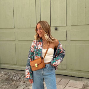 women's fashionable printed loose leisure short cotton padded coat