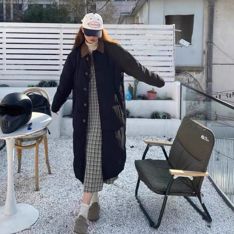 loose thick design sense new down cotton jacket women's mid length loose thick design sense new down cotton jacket women's mid length