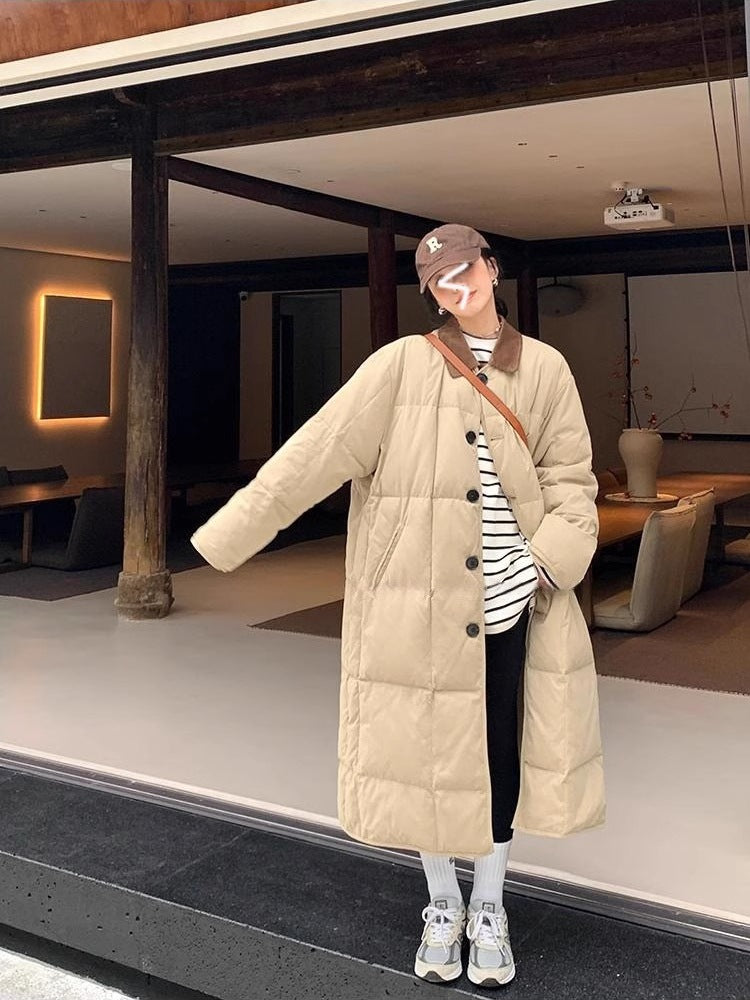 loose thick design sense new down cotton jacket women's mid length loose thick design sense new down cotton jacket women's mid length