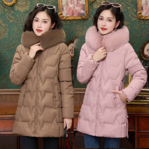 down cotton padded coat for women mid length