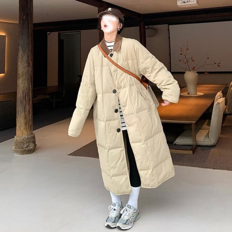 loose thick design sense new down cotton jacket women's mid length loose thick design sense new down cotton jacket women's mid length