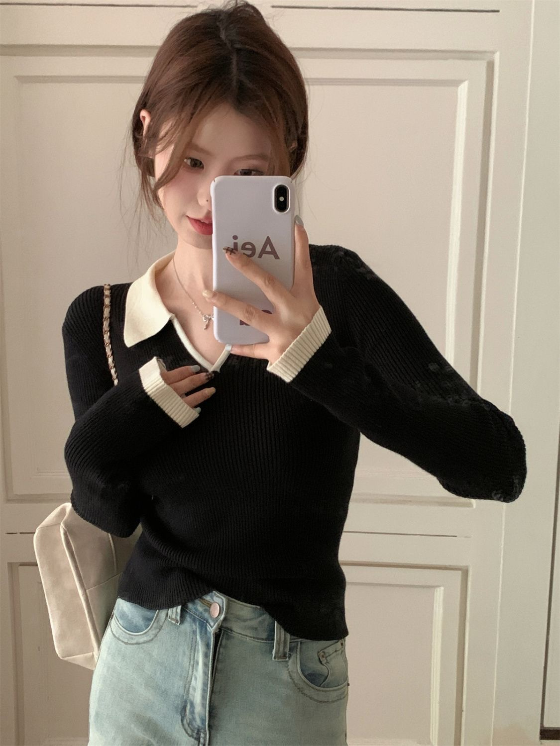 Contrast Color Bottoming Knitwear Casual Sweater Da811de3 C4bf 4e25 A194 B7a52f9d2555